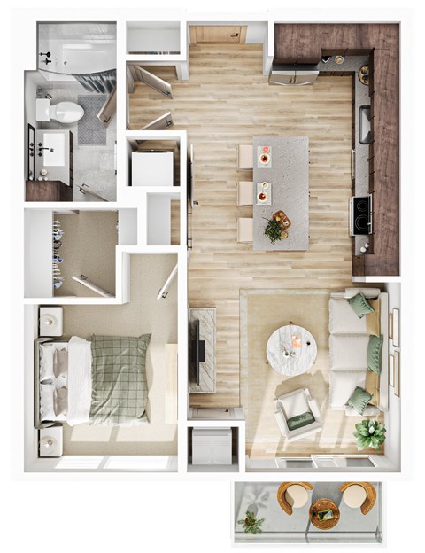 a floor plan of a house with a bedroom and a living room at The Mera, St Louis Park, MN